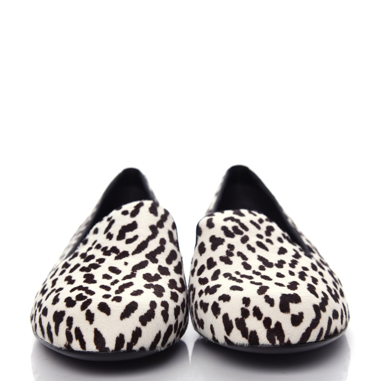 Saint Laurent Calfskin Calf Hair Corda Snow Leopard Slipper 38 Black White 2 of 11