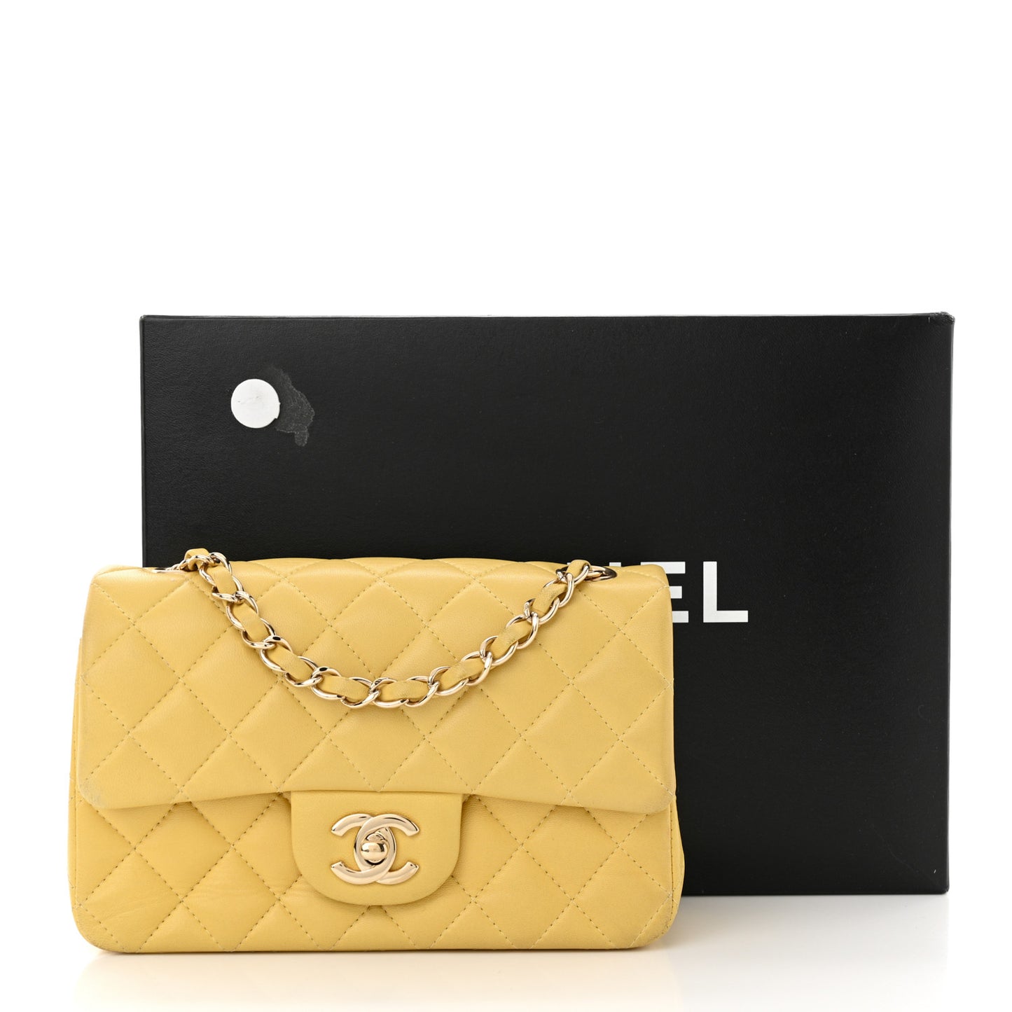 Lambskin Quilted Mini Rectangular Flap Yellow