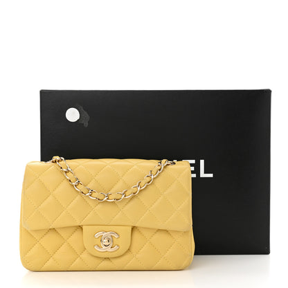 Chanel Lambskin Quilted Mini Rectangular Flap Yellow 16 of 17