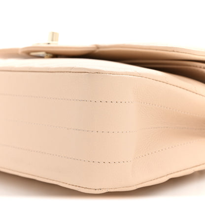 Chanel Caviar Chevron Quilted Small Double Flap Beige 10 of 12