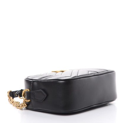 Gucci Calfskin Matelasse Mini GG Marmont Chain Shoulder Bag Black 4 of 10