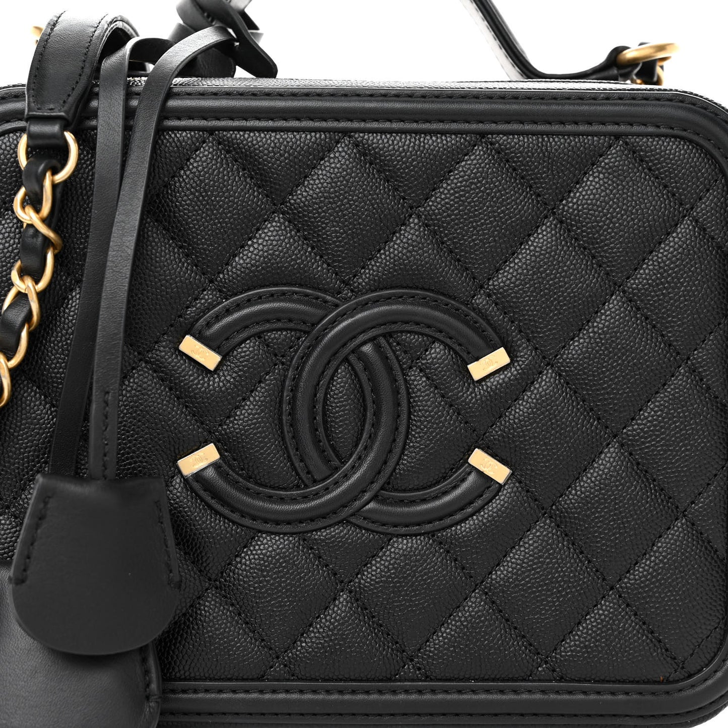 Caviar Quilted Medium CC Filigree Vanity Case Black