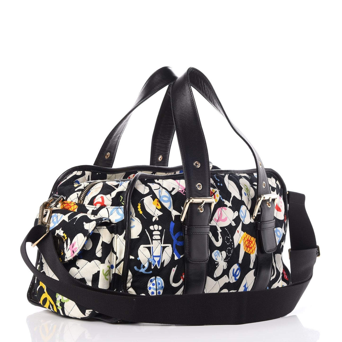Canvas Baby Animals Diaper Bag Black
