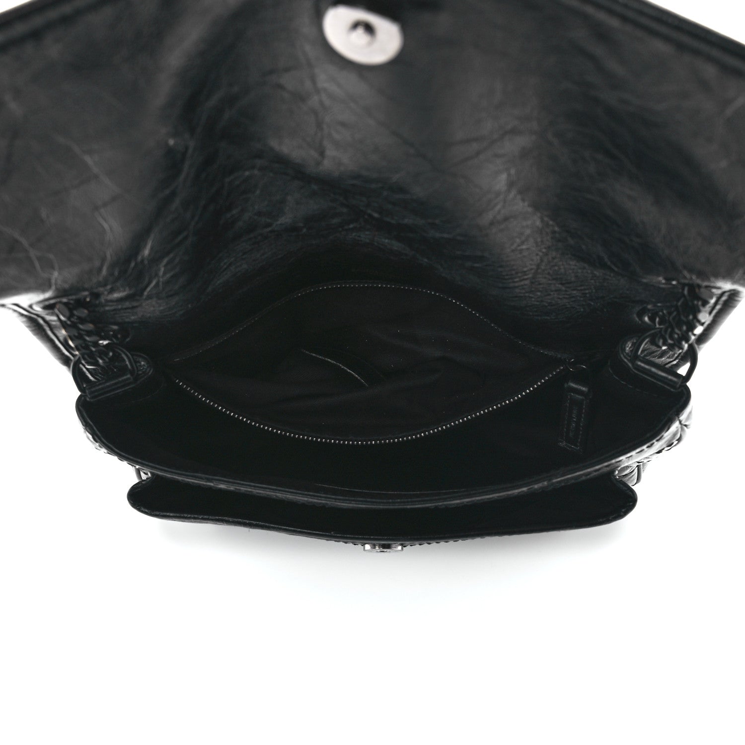 Saint Laurent Crinkled Calfskin Matelasse Monogram Medium Niki Chain Satchel Black 5 of 13