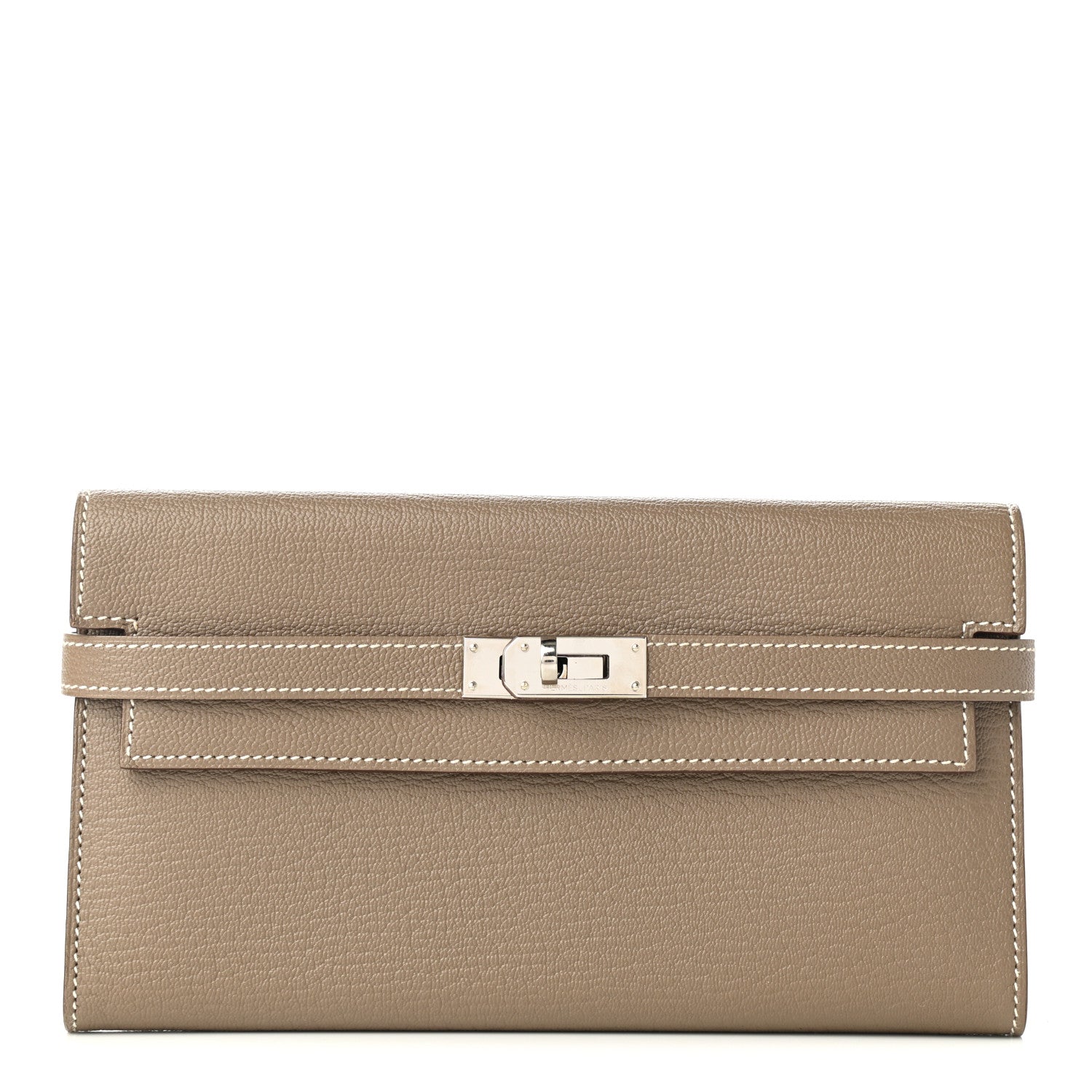 Hermes Chevre Mysore Kelly Longue Wallet Etoupe 1 of 7