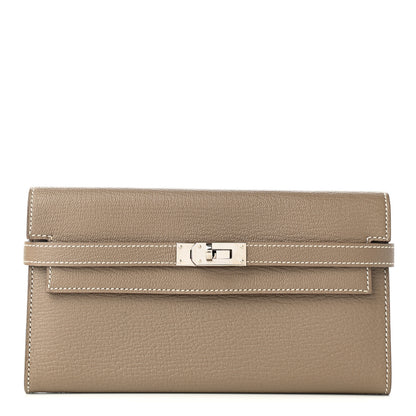 Hermes Chevre Mysore Kelly Longue Wallet Etoupe 1 of 7