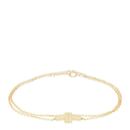 Tiffany 18K Yellow Gold T Double Chain Bracelet 1 of 3