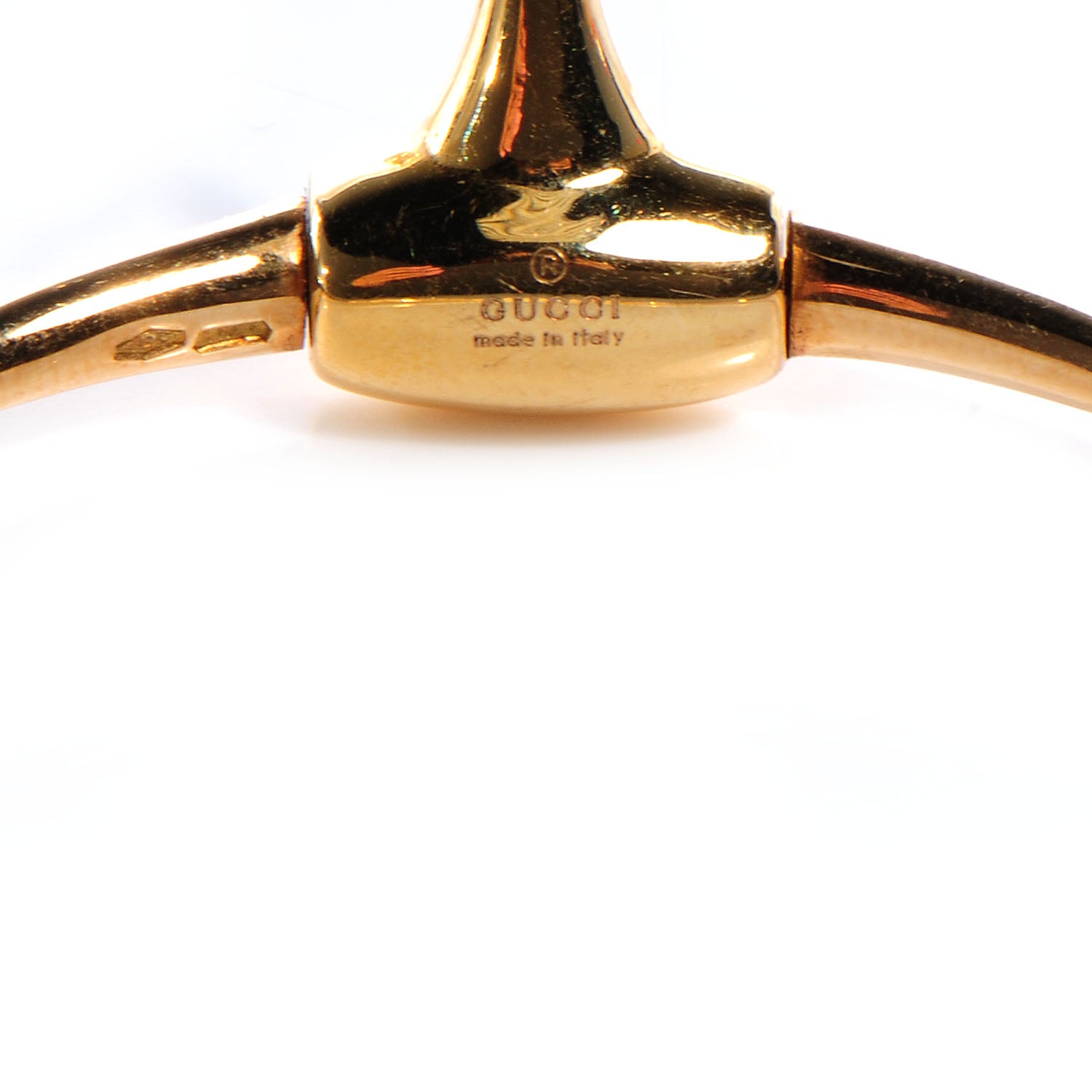 Gucci 18K Yellow Gold Horsebit Drop Hoop Earrings 4 of 5