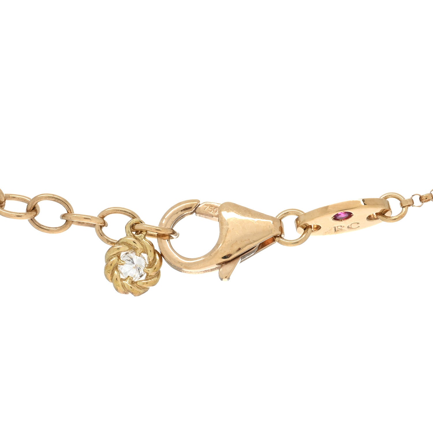 Roberto Coin 18K Yellow Gold Diamond Barocco Braid Y Drop Necklace 4 of 4
