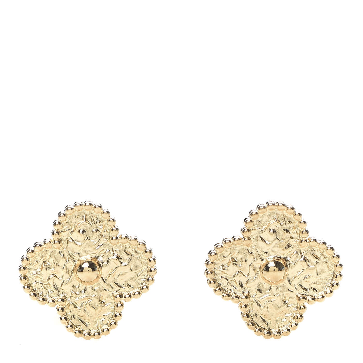 Van Cleef & Arpels 18K Yellow Gold Vintage Alhambra Earrings 1 of 5