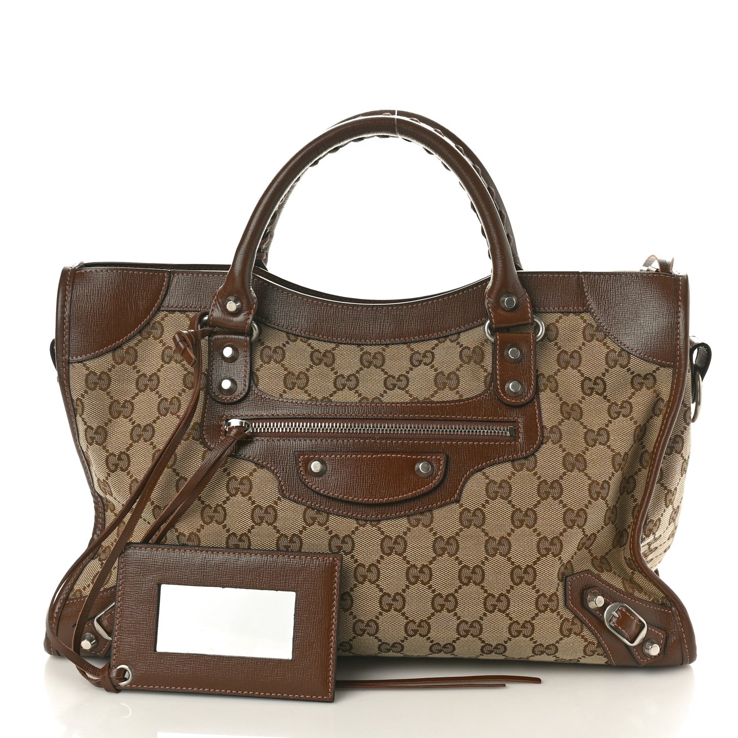 X GUCCI GG Monogram Azalea Calfskin Neo Classic Silver Hardware Medium City Beige Ebony Brown Sugar