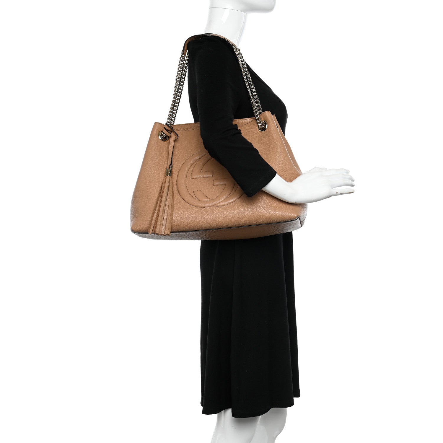 Gucci Pebbled Calfskin Medium Soho Chain Shoulder Bag Camelia 2 of 11