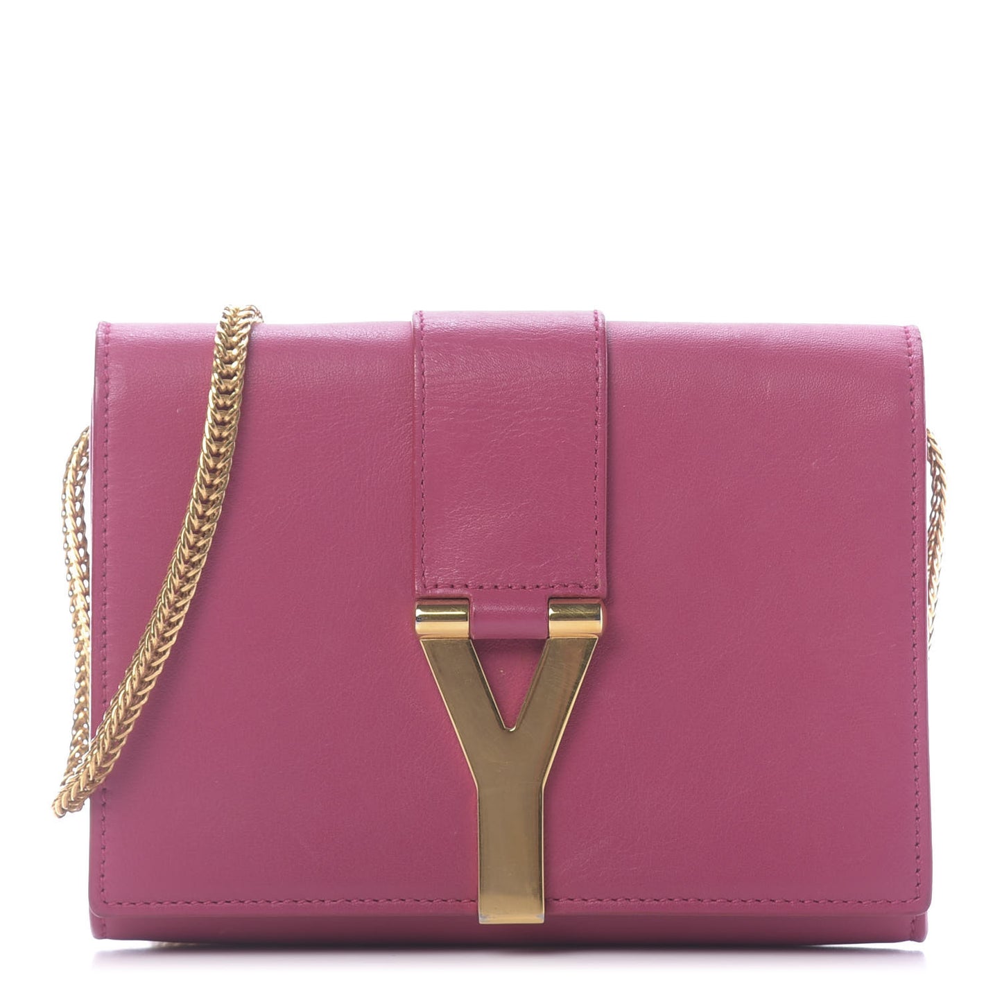 Calfskin Small Classic Y Satchel Fuchsia