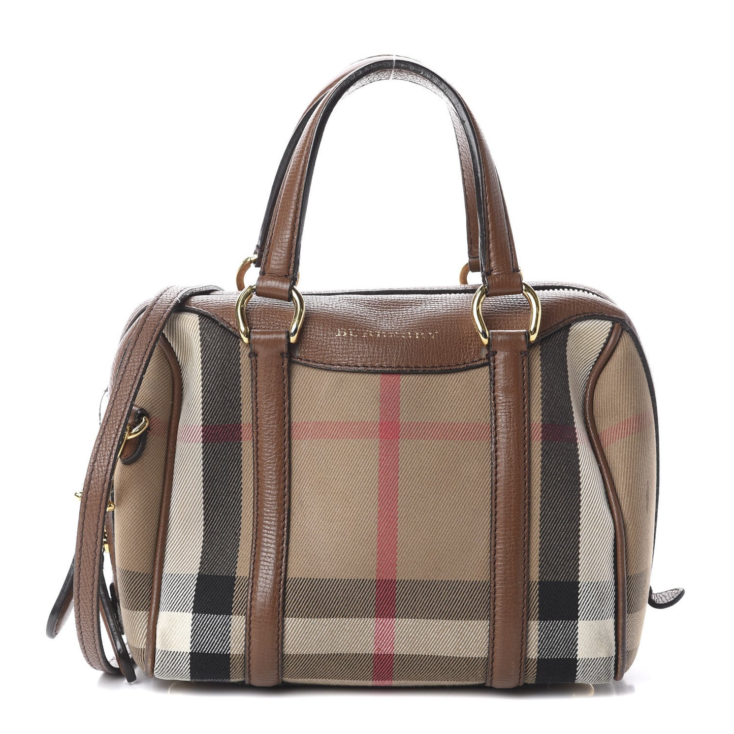 House Check Derby Calfskin Small Alchester Bowling Bag Tan