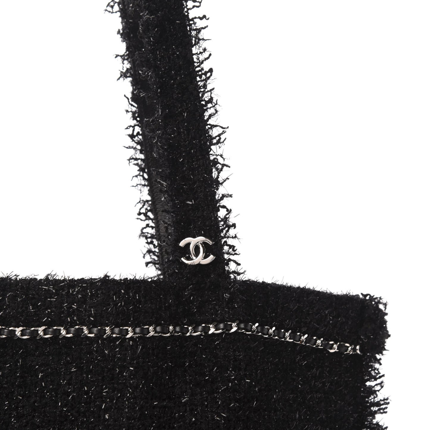 Tweed Resin Strass Large Robot Shopping Bag Black