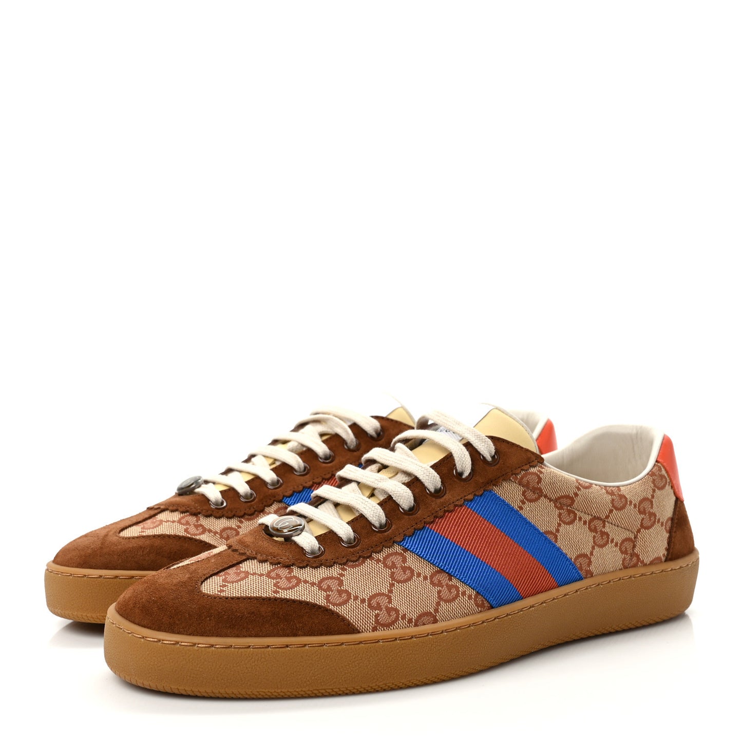 GG Monogram Suede Web Mens G74 Sneakers 12 Beige Ruggine Cuir