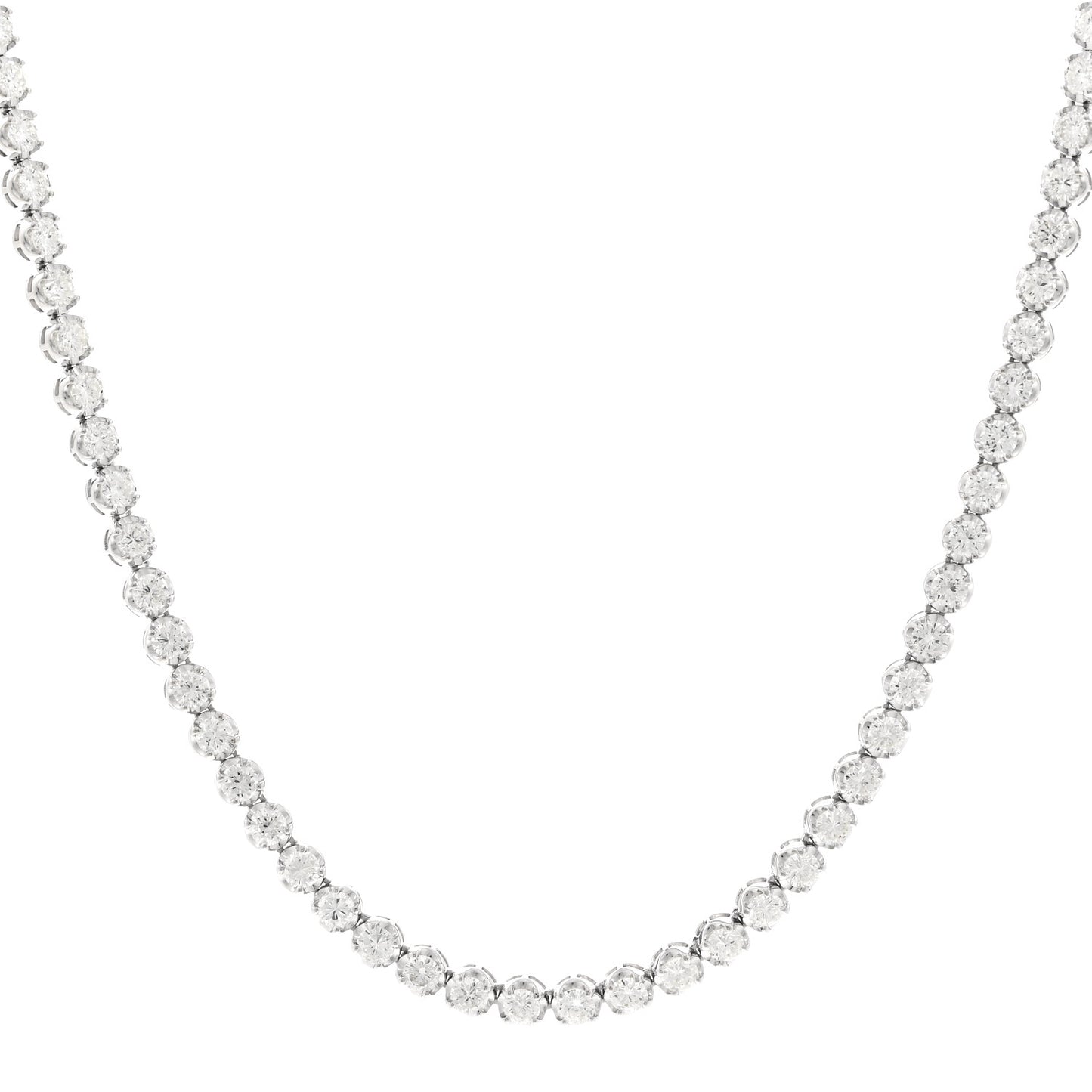 14K White Gold Diamond 6.95ctw Tennis Choker Necklace
