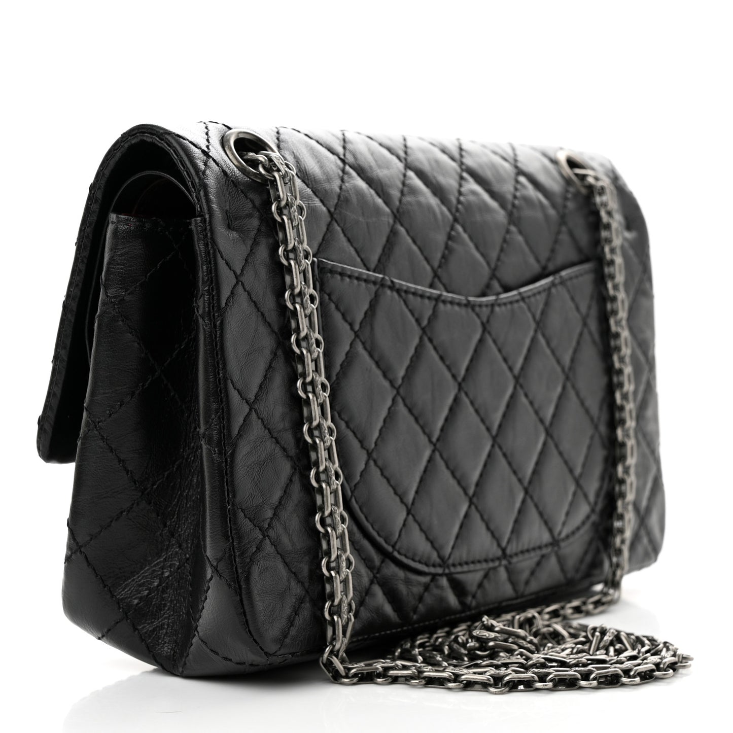 Aged Calfskin Quilted 2.55 Reissue 225 Flap Black