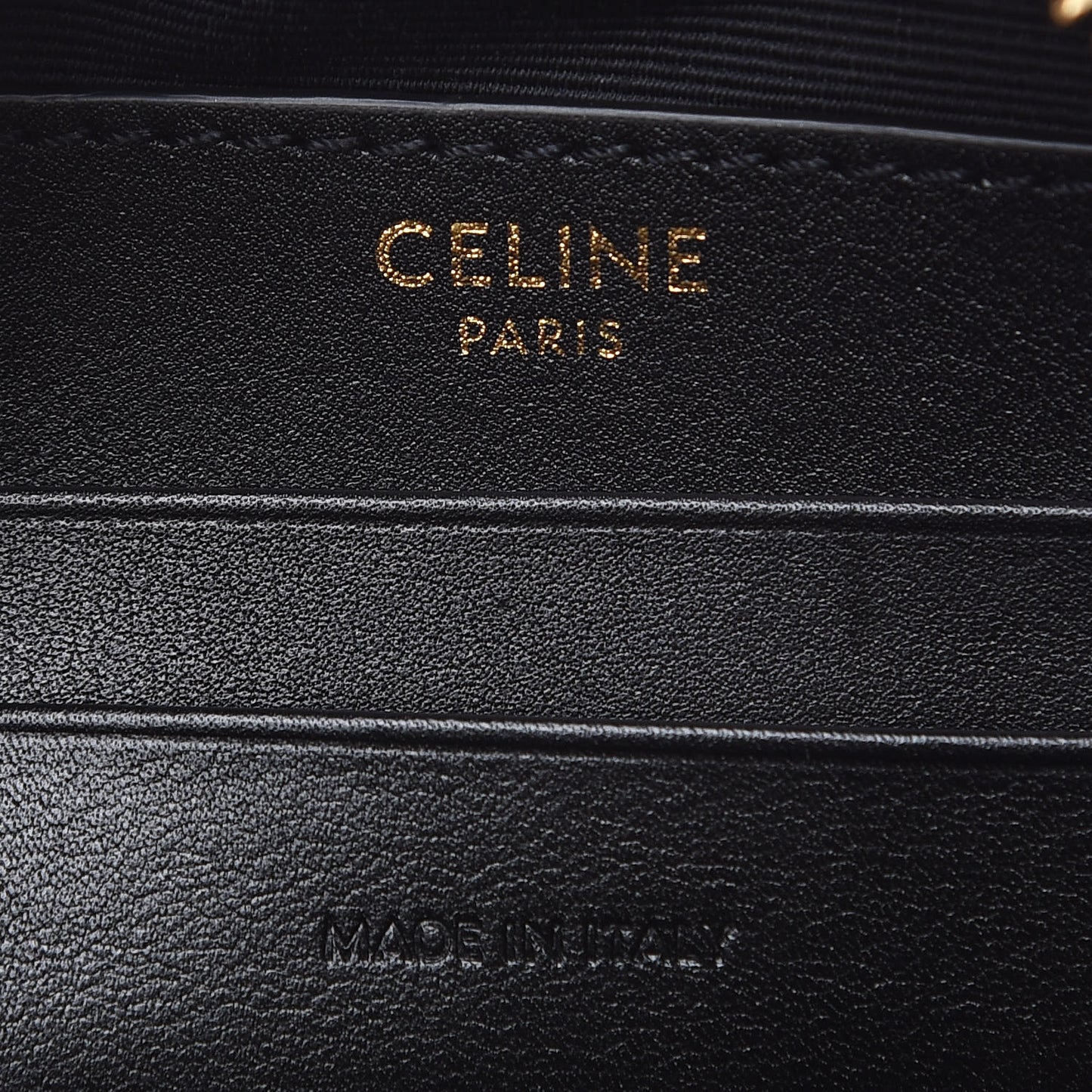 Calfskin Quilted Small C Charm Bag Black