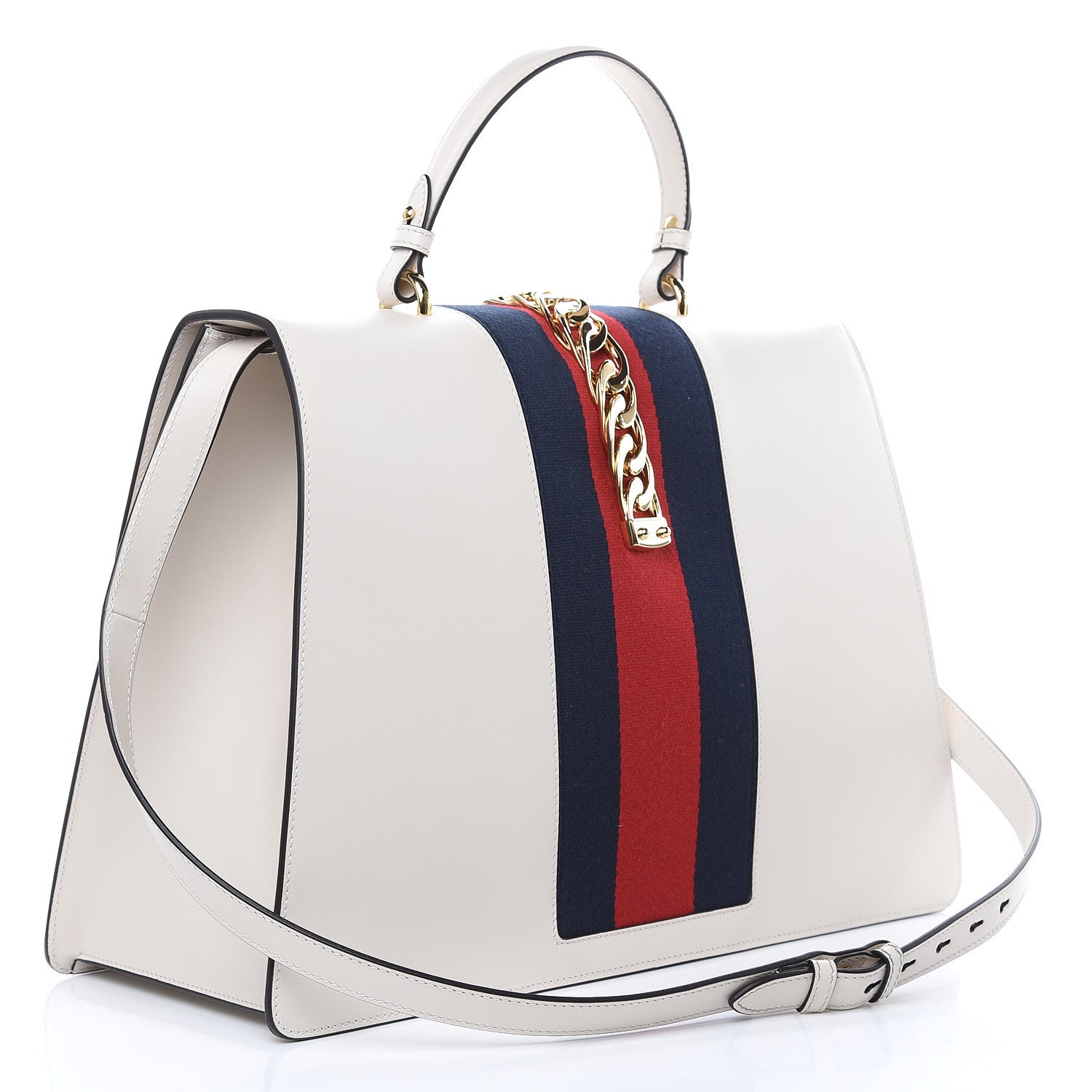 Gucci Calfskin Maxi Sylvie Top Handle Bag White 3 of 10