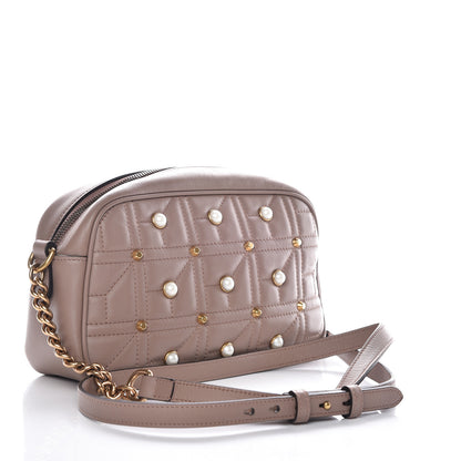 Gucci Calfskin Matelasse Studded Small Pearly GG Marmont Chain Shoulder Bag Porcelain Rose 3 of 9