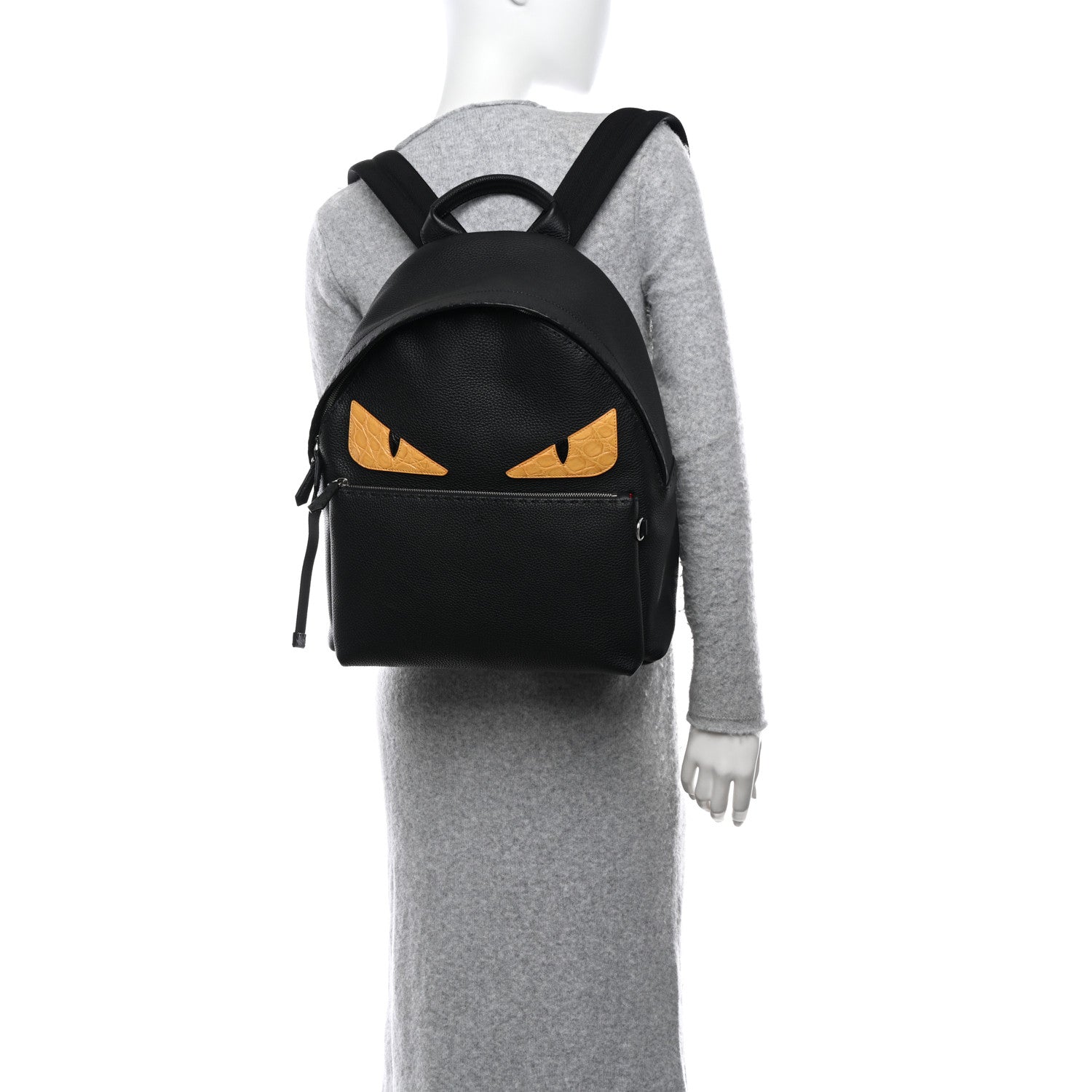 Fendi Cuoio Romano Selleria Crocodile Monster Eyes Backpack Black Girasole 2 of 13