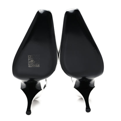 Saint Laurent Patent Tom 90 Dream Slingback Pumps 36 Argento 6 of 10