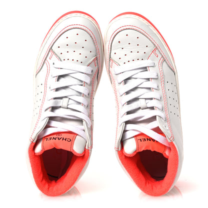 Chanel Calfskin Womens Logo High Top Sneakers 38 White Pink 2 of 12