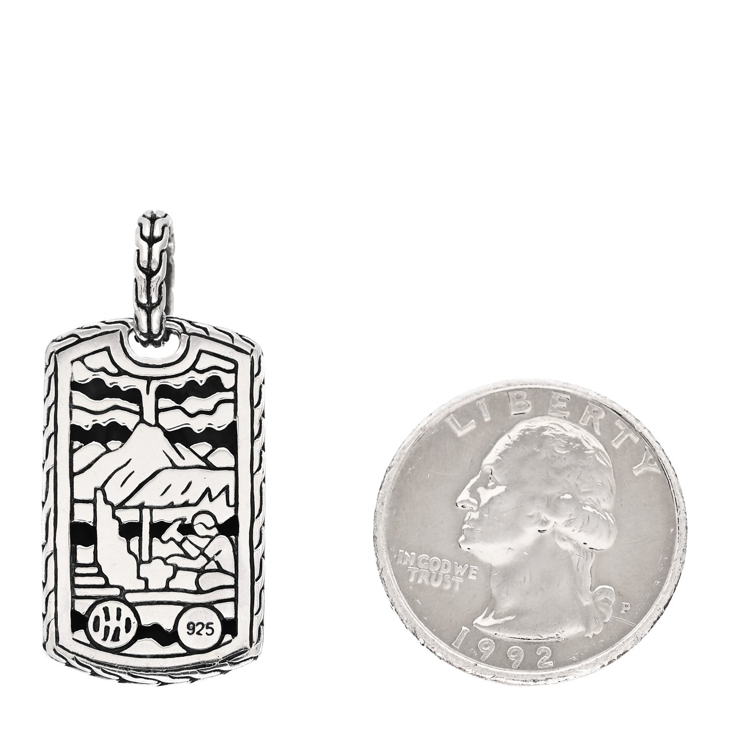 John Hardy Sterling Silver Palu Hammered Dog Tag Pendant 2 of 3