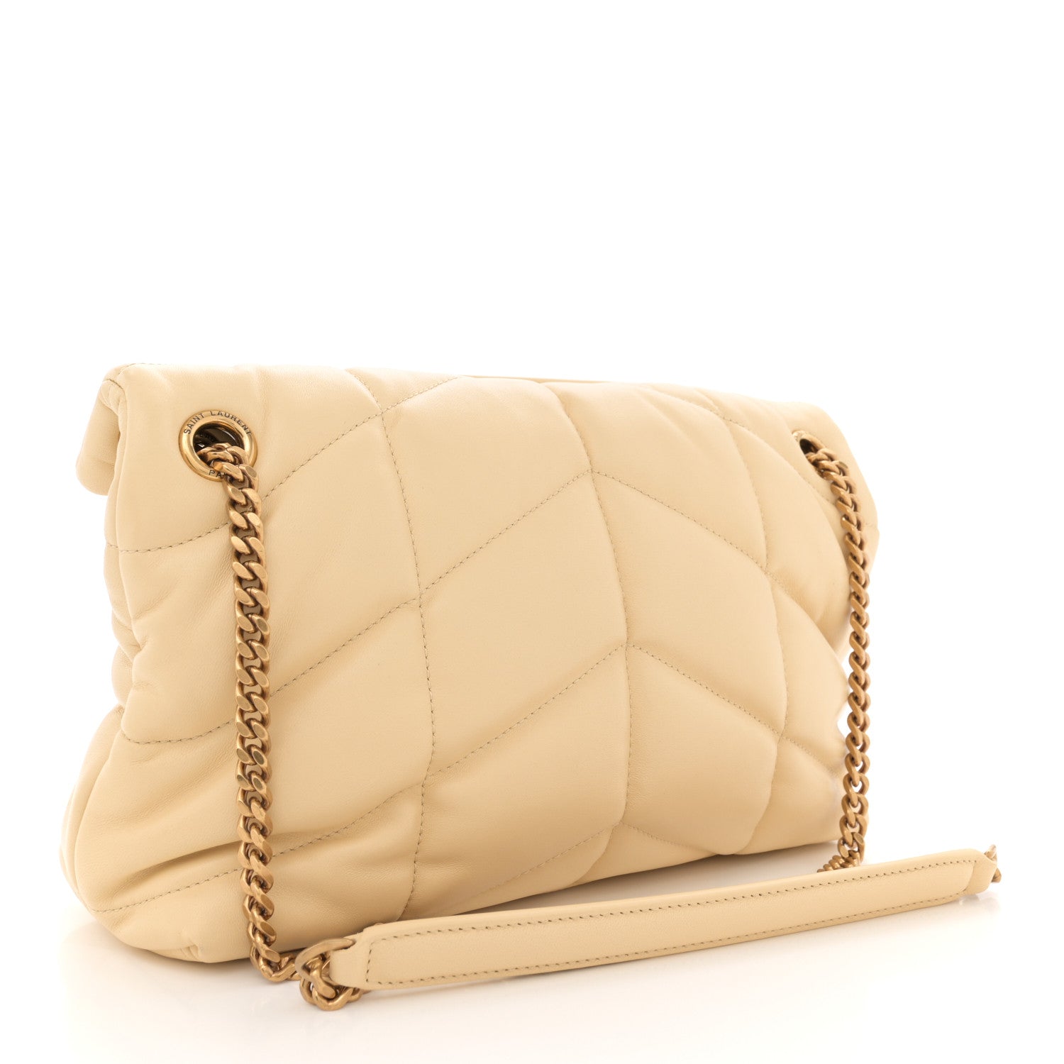 Saint Laurent Lambskin Quilted Small Loulou Puffer Monogram Chain Satchel Jaune Pale 3 of 10