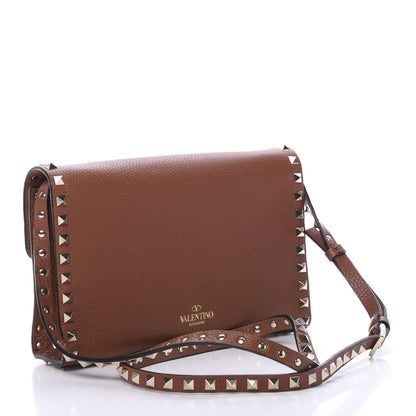 Valentino Garavani Pebbled Calfskin Medium Rockstud Flip Lock Crossbody Bag Saddle Brown 2 of 9