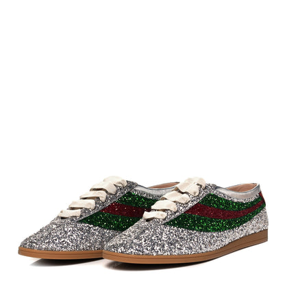 Gucci Glitter Fabric Web Mens Falacer Sneakers 9 Silver 3 of 7