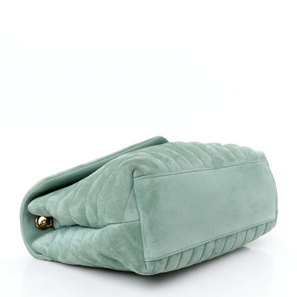 Saint Laurent Suede Y Quilted Monogram Medium Loulou Chain Satchel Vert Opaline 4 of 12