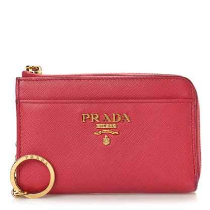 Prada Saffiano Metal Zip Around Key Holder Peonia 1 of 9