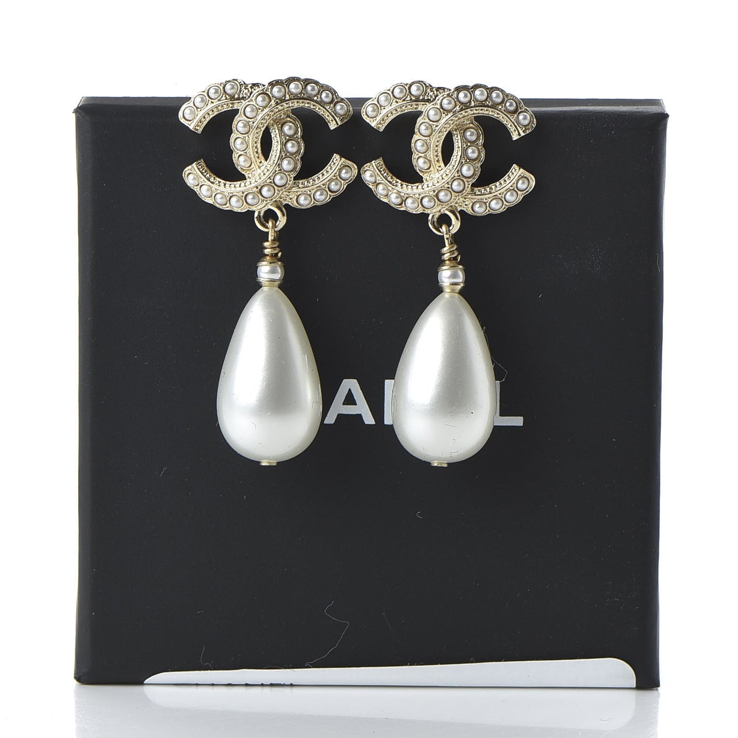 Pearl CC Drop Earrings Gold Pearly White