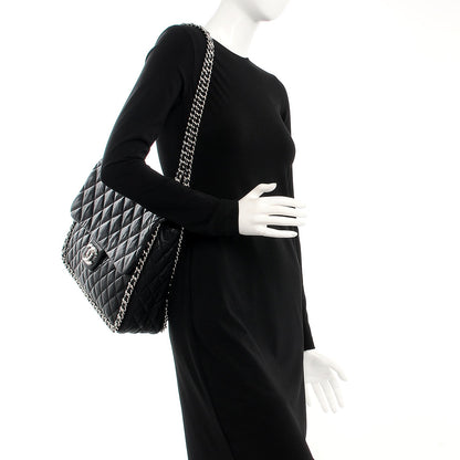 Chanel Washed Lambskin Quilted Maxi Chain Around Flap Black 2 of 8