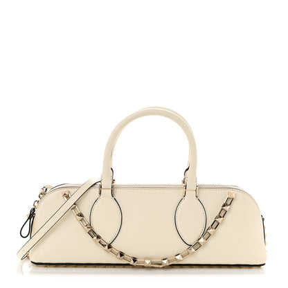 Valentino Garavani Smooth Calfskin Rockstud East West Top Handle Bag Ivory 1 of 10