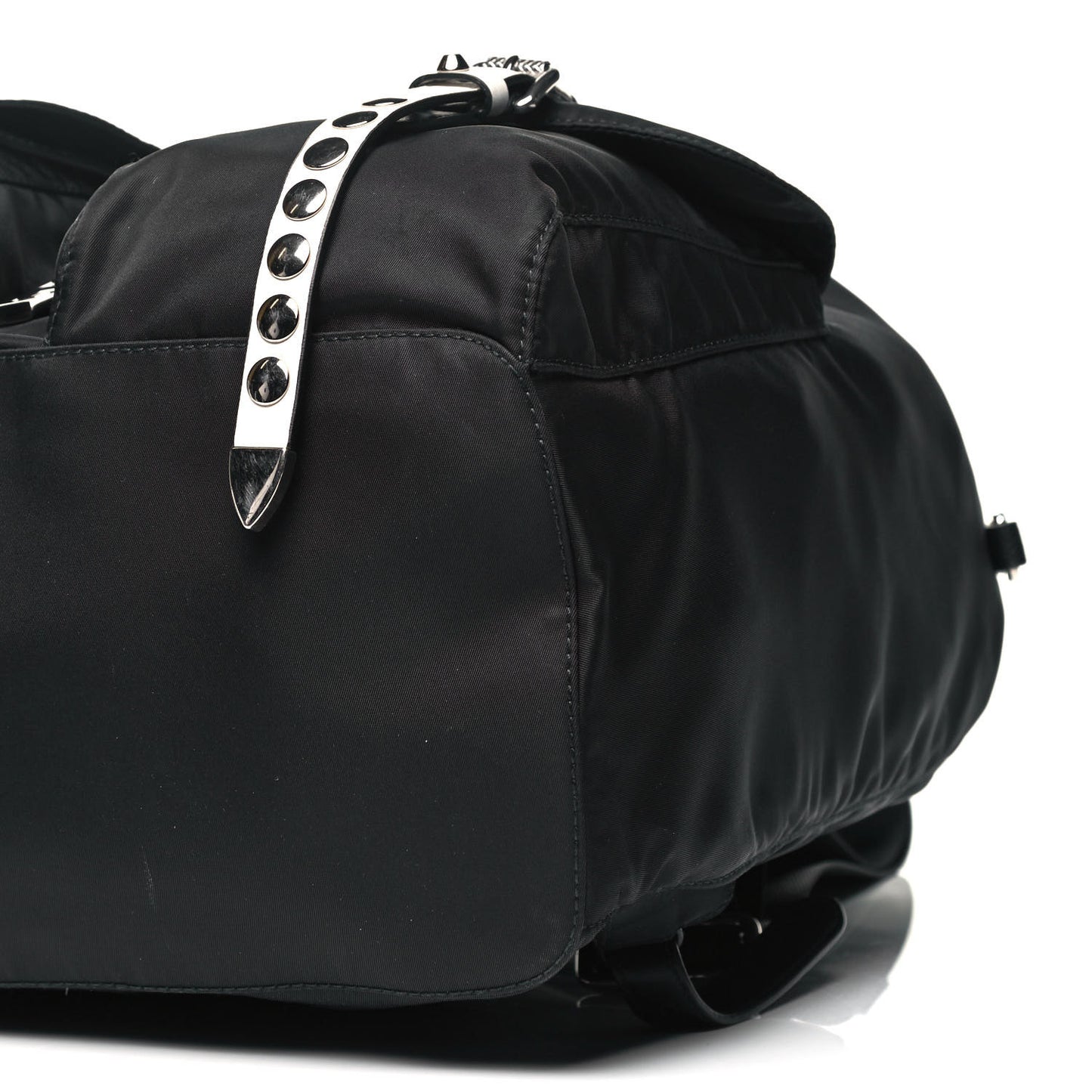 Nylon New Vela Studded Backpack Black White