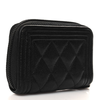 Chanel Caviar Quilted Boy Zip Around Coin Purse Wallet Black 3 of 8