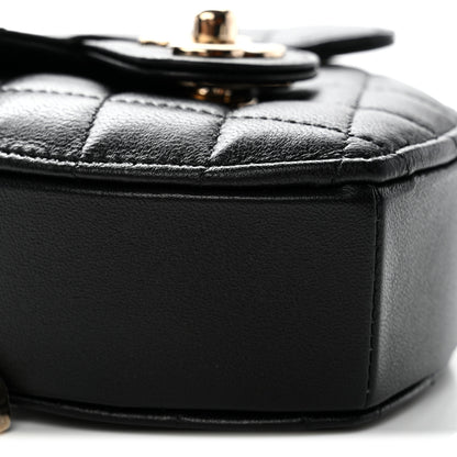 Chanel Lambskin Quilted CC In Love Heart Clutch With Chain Black 9 of 11