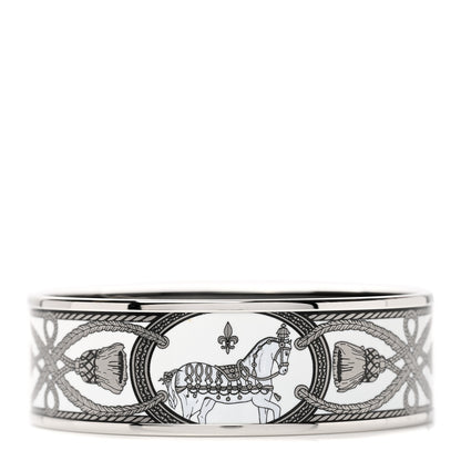 Hermes Enamel Printed Wide Grand Apparat Bracelet 70 White 1 of 5