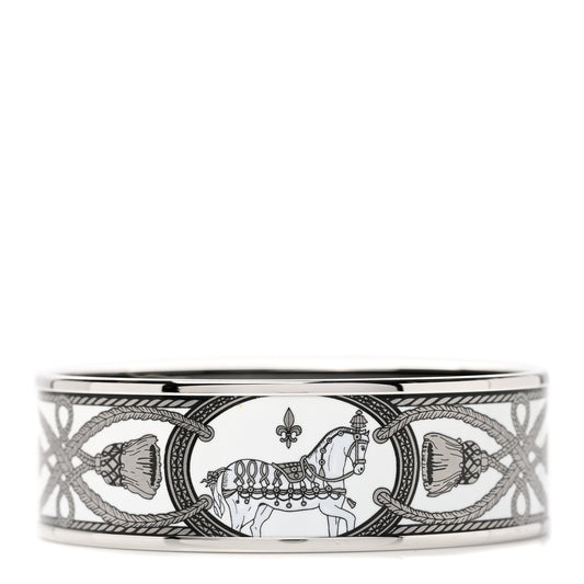 Enamel Printed Wide Grand Apparat Bracelet 70 White