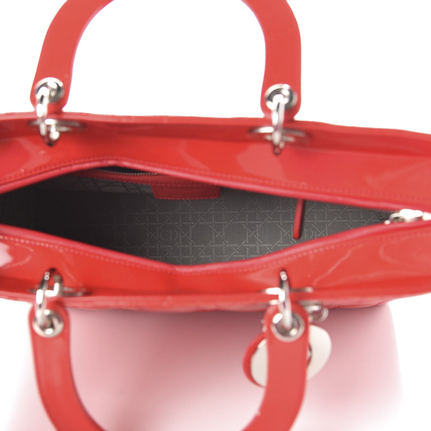 Patent Cannage Large Lady Dior Red
