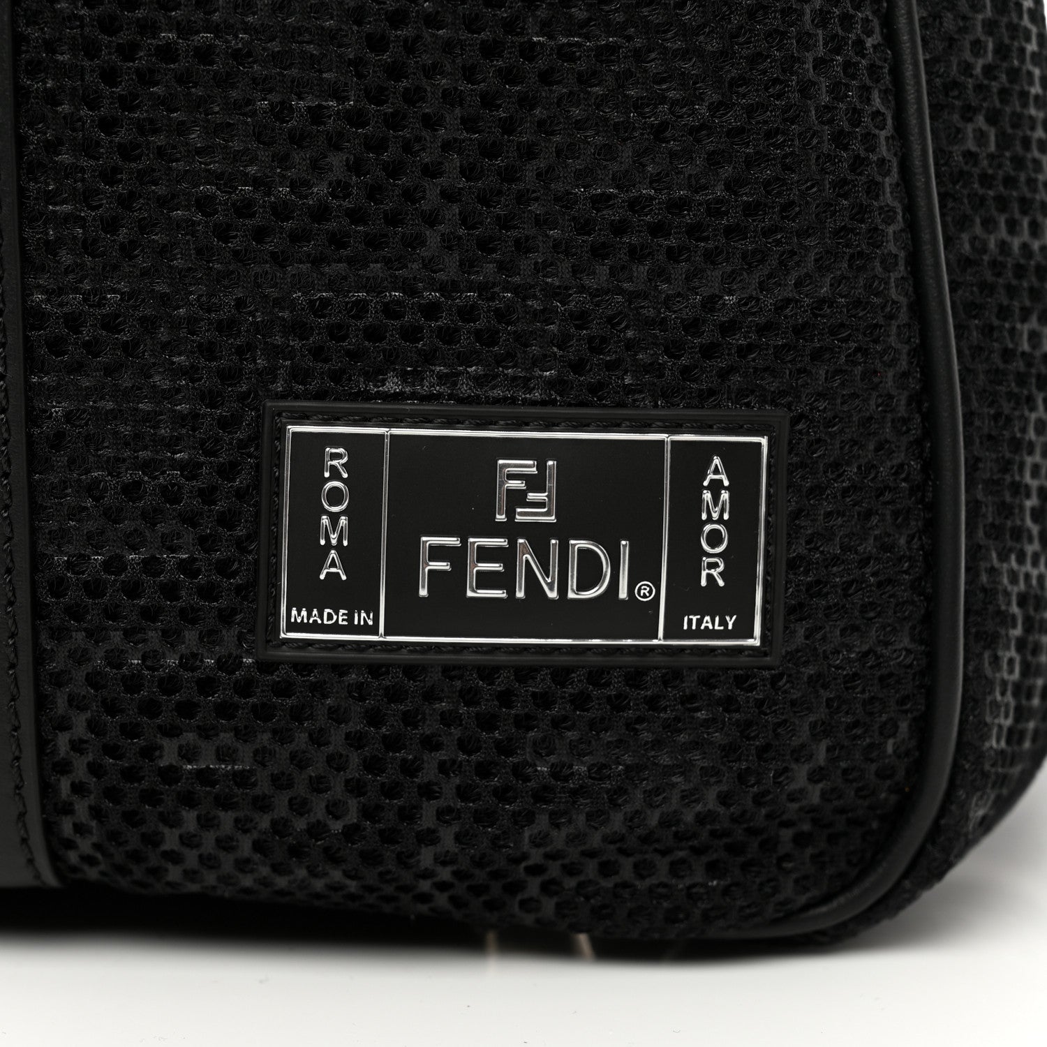Fendi Mesh Vitello Century FF 1974 Embossed Medium Weekender Black 8 of 8
