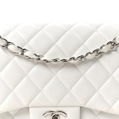 Chanel Caviar Quilted Jumbo Double Flap White 8 of 10
