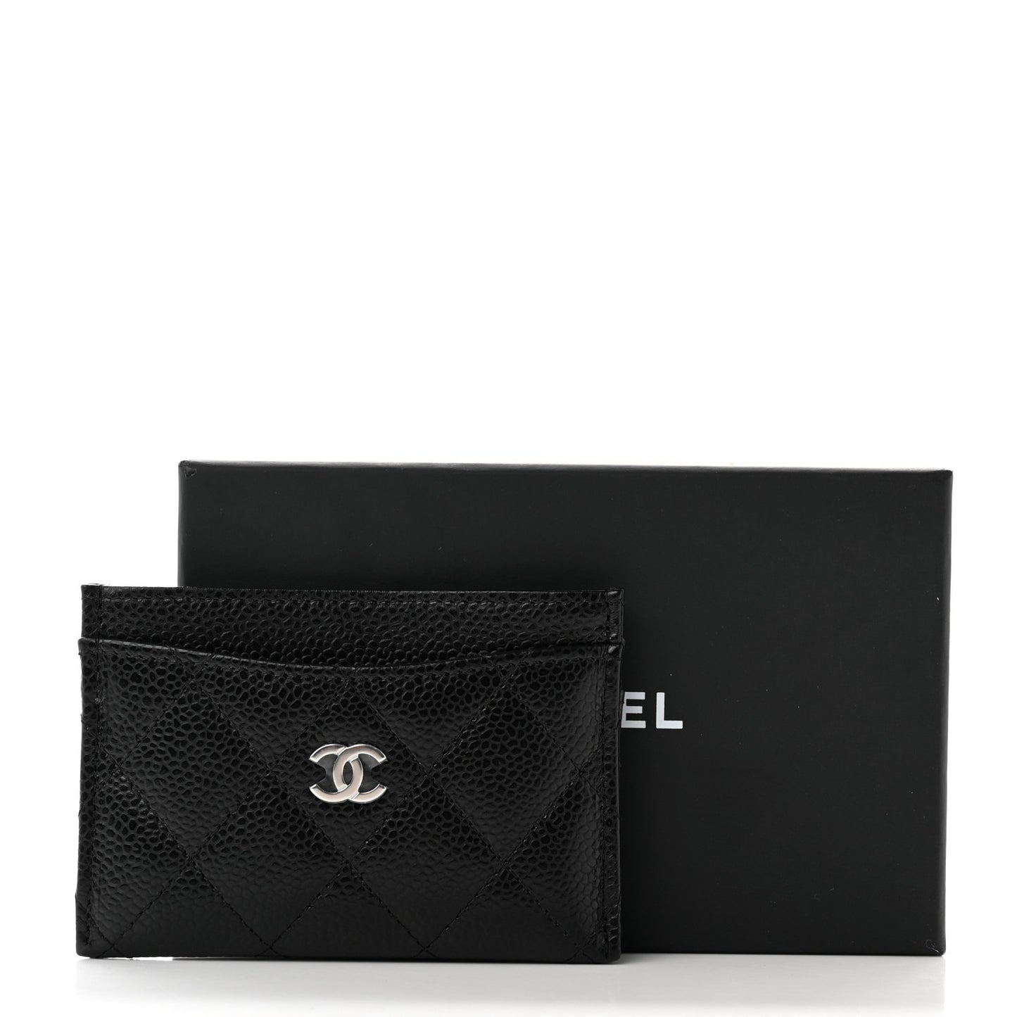 Caviar Quilted Card Holder Black