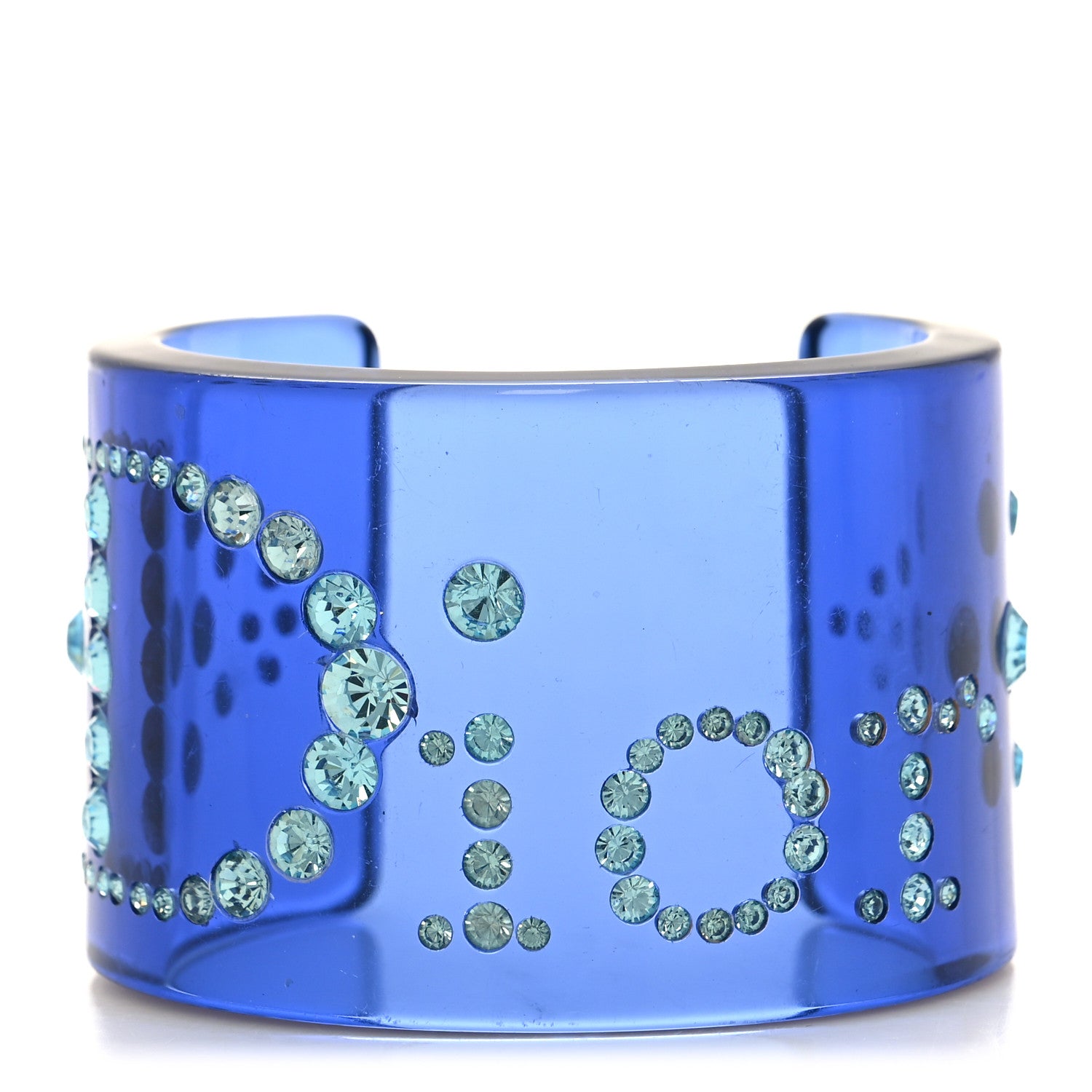 Christian Dior Resin Crystal Stud Logo Cuff Bracelet Blue 1 of 3