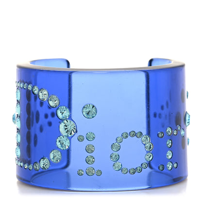Christian Dior Resin Crystal Stud Logo Cuff Bracelet Blue 1 of 3