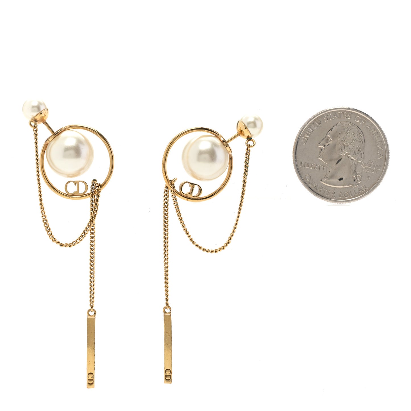 Pearl Tribales Dangle Chain Earrings Gold