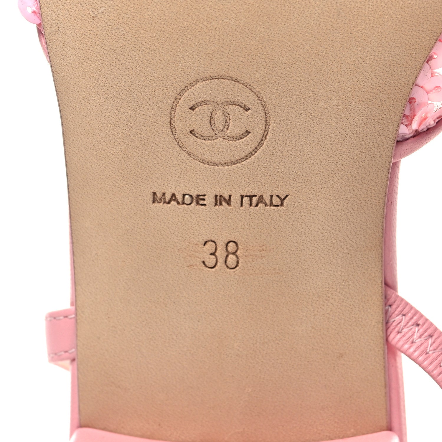 Chanel Sequins Satin Cap Toe CC Slingback Flat 38 Pink Black